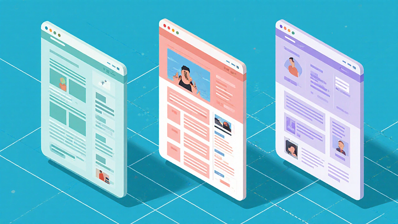 Responsive webpage layout transitioning from single‑column to multi‑column across breakpoint widths.