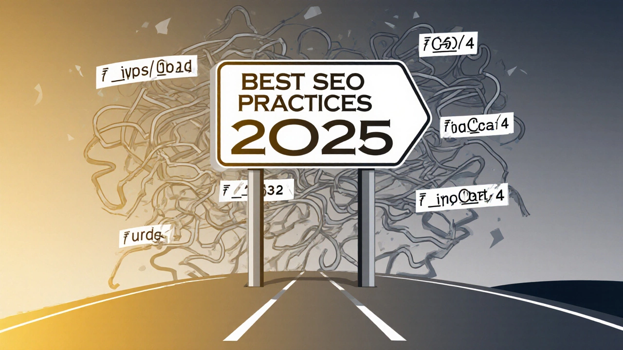Highway signpost for clean SEO URL versus chaotic dynamic URLs