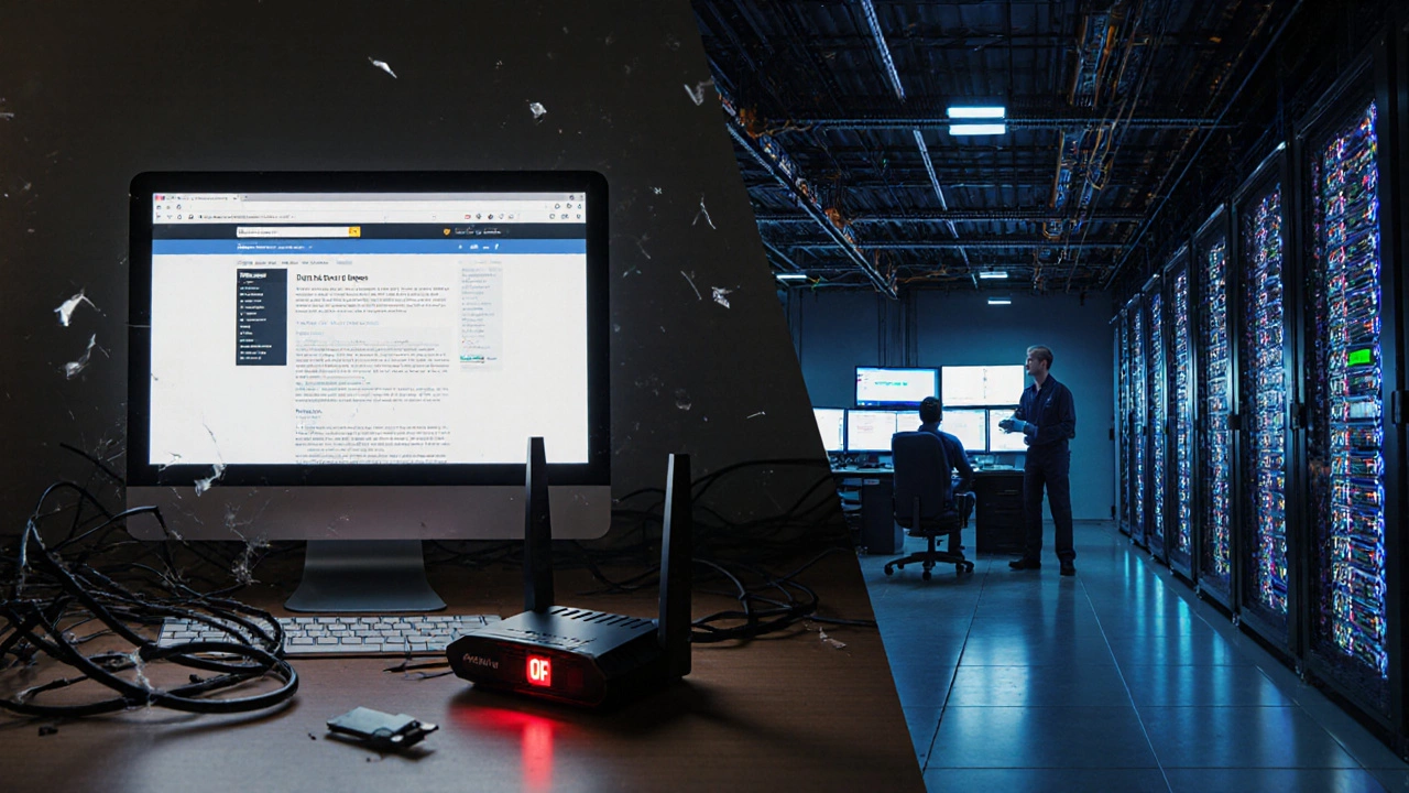 Home computer with failed website versus a secure data center with active servers