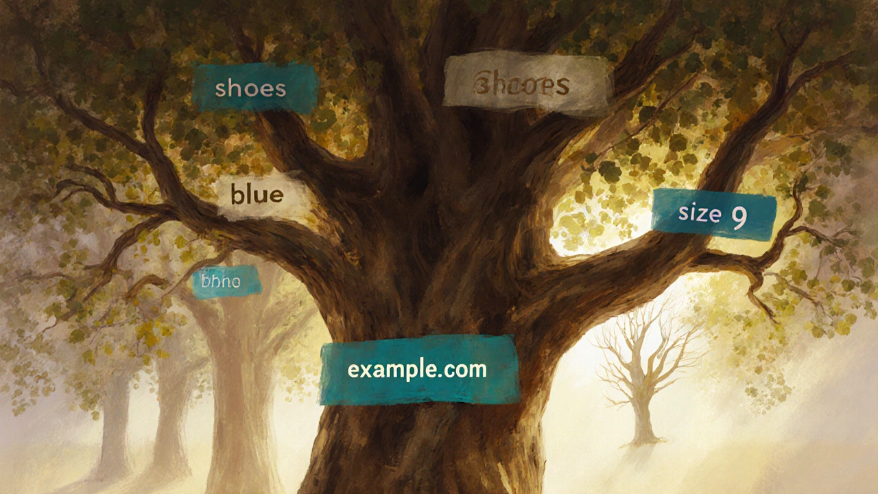 Tree with clean URL branches and withering parameter-filled limbs