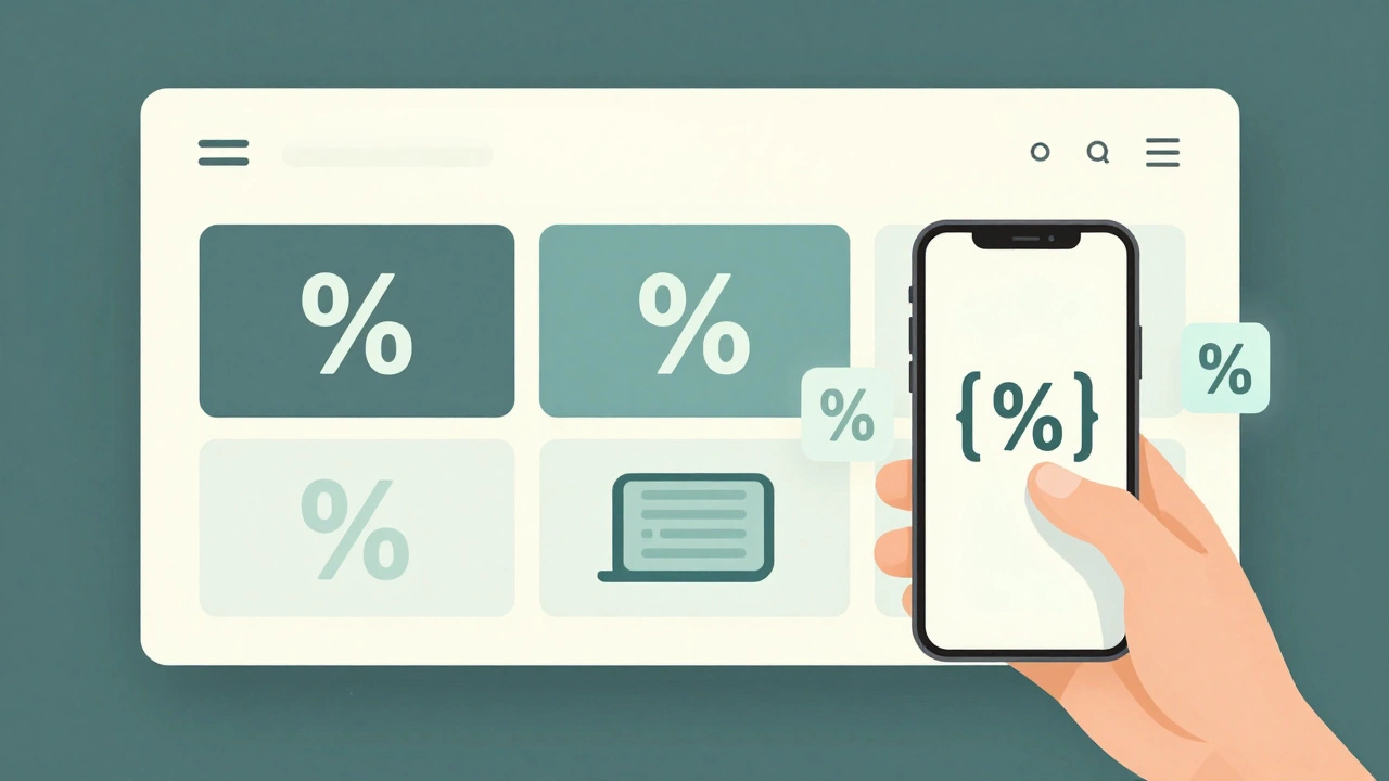 A phone rotating as a website transforms from desktop grid to mobile menu with floating CSS design elements.