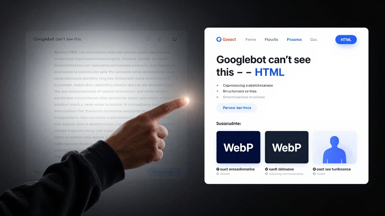 Side-by-side comparison of JavaScript-rendered content vs. server-side rendered SEO-friendly page.
