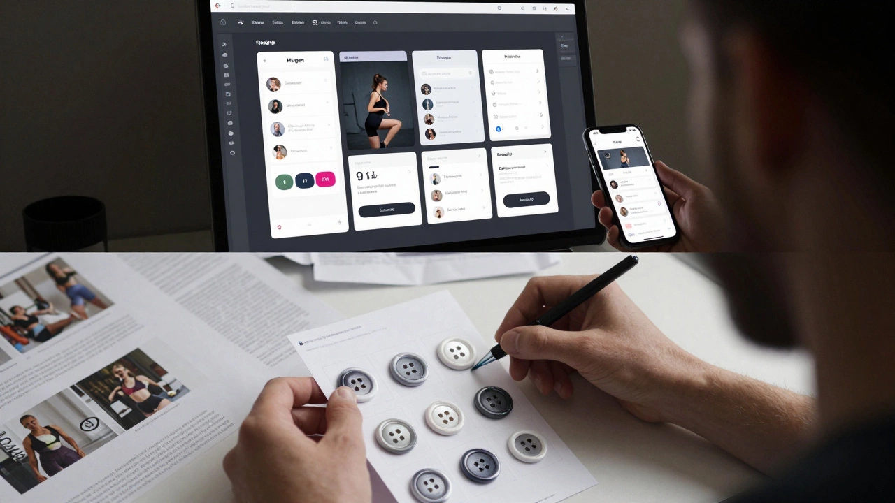 Figma prototype workflow versus Canva manual editing side by side in a design process comparison.