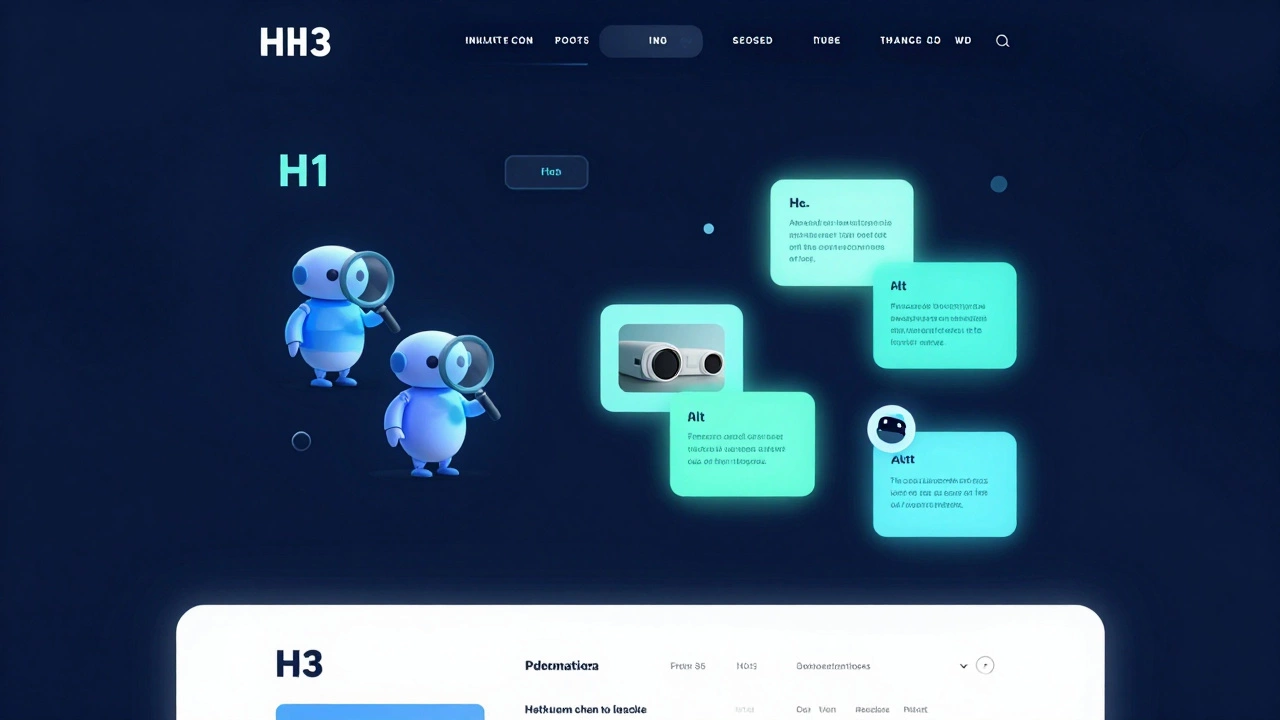 Semantic HTML structure with search bots analyzing page elements