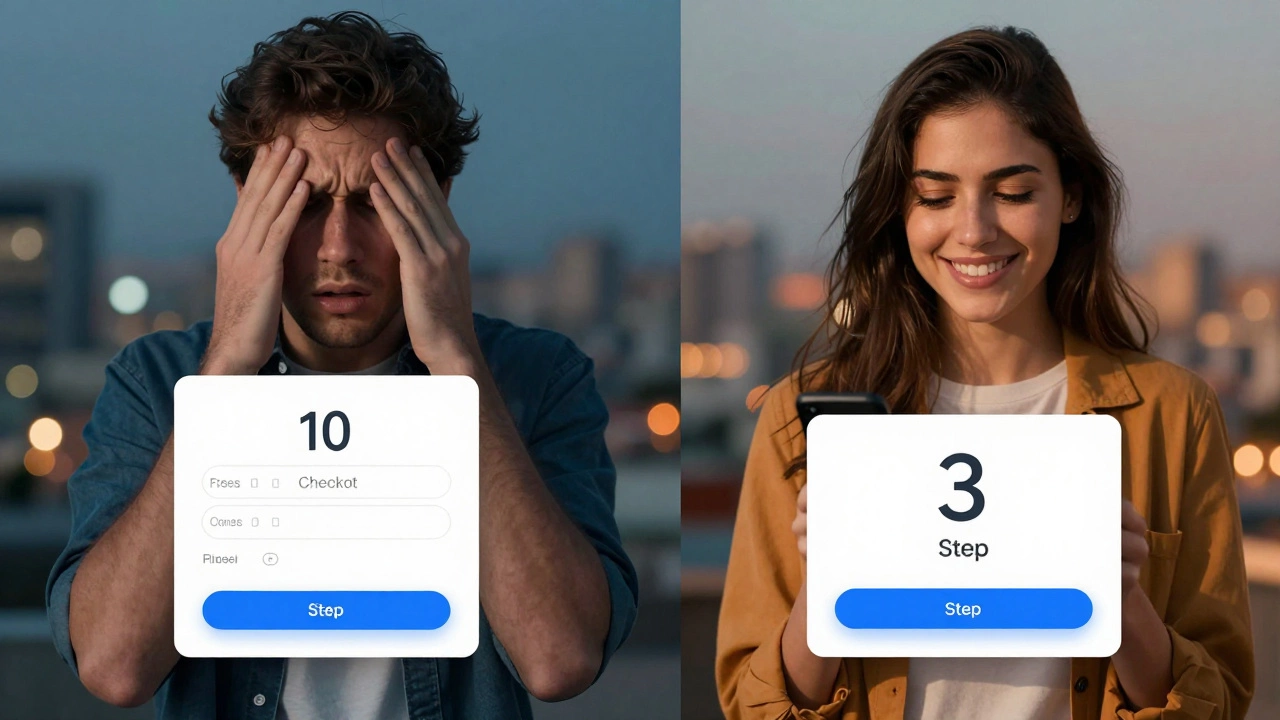 Side-by-side comparison of a frustrating vs. seamless mobile checkout experience