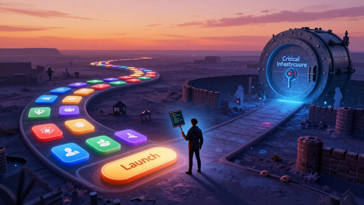 A diverging digital path symbolizing web development and cybersecurity career choices.