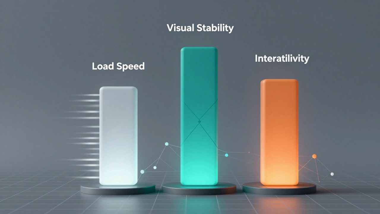 Abstract pillars representing website speed and stability.