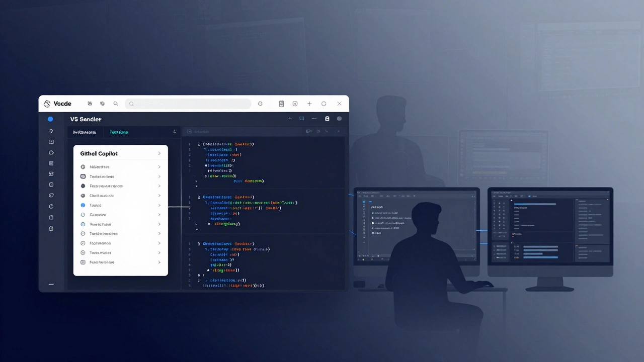 Modern VS Code interface with integrated tools and AI suggestions