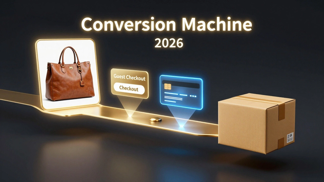 Holographic flow showing the journey from product selection to payment and delivery