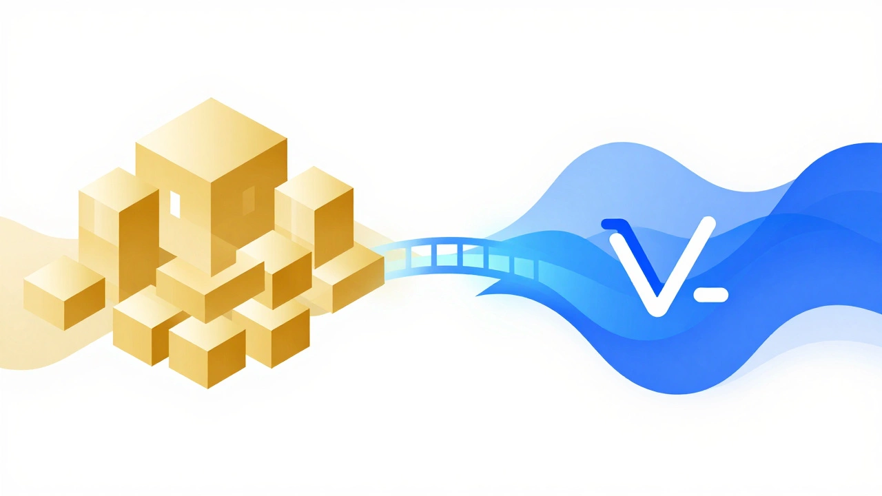 Abstract art merging Java structure and JavaScript flexibility into a unified stack