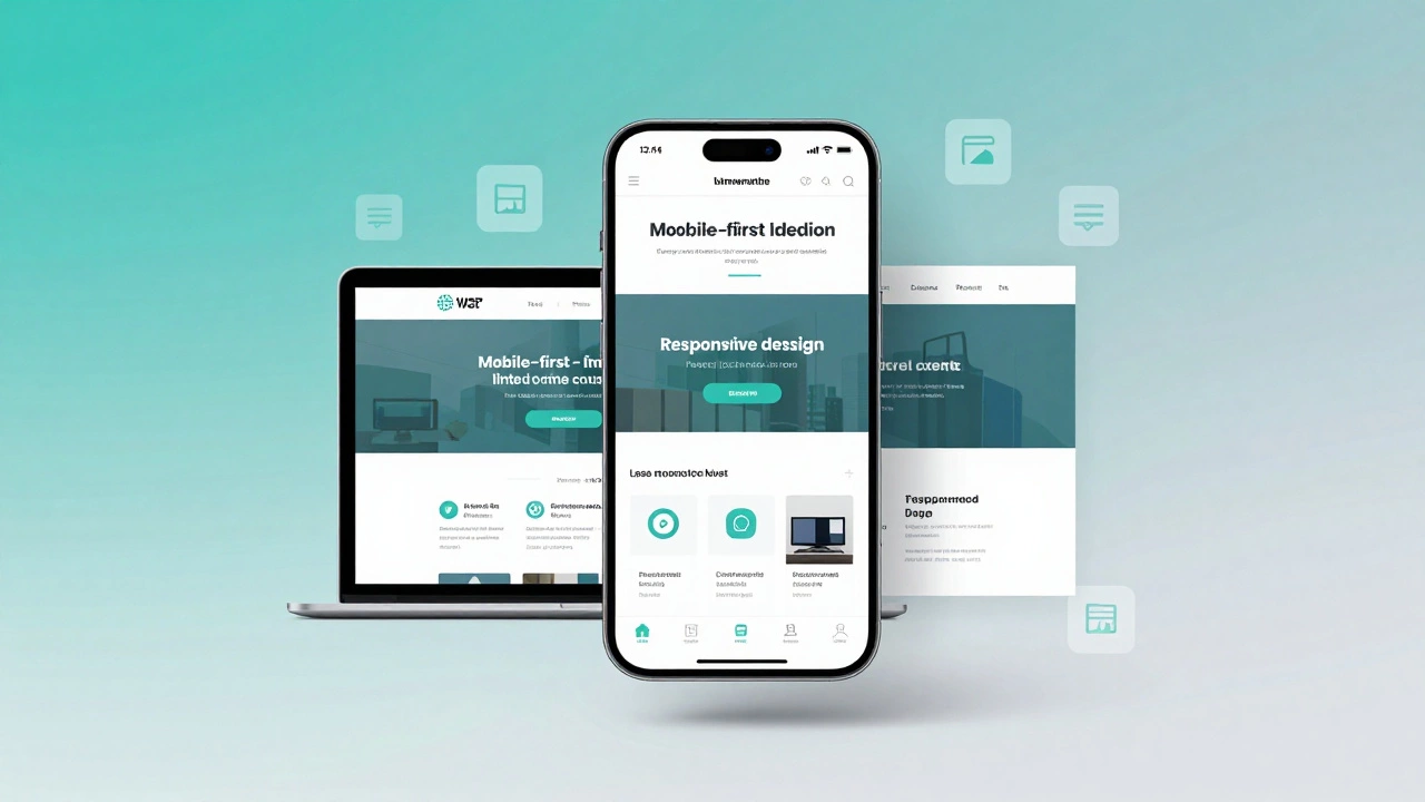 Abstract visual of a responsive website adapting smoothly across mobile, tablet, and desktop screens.