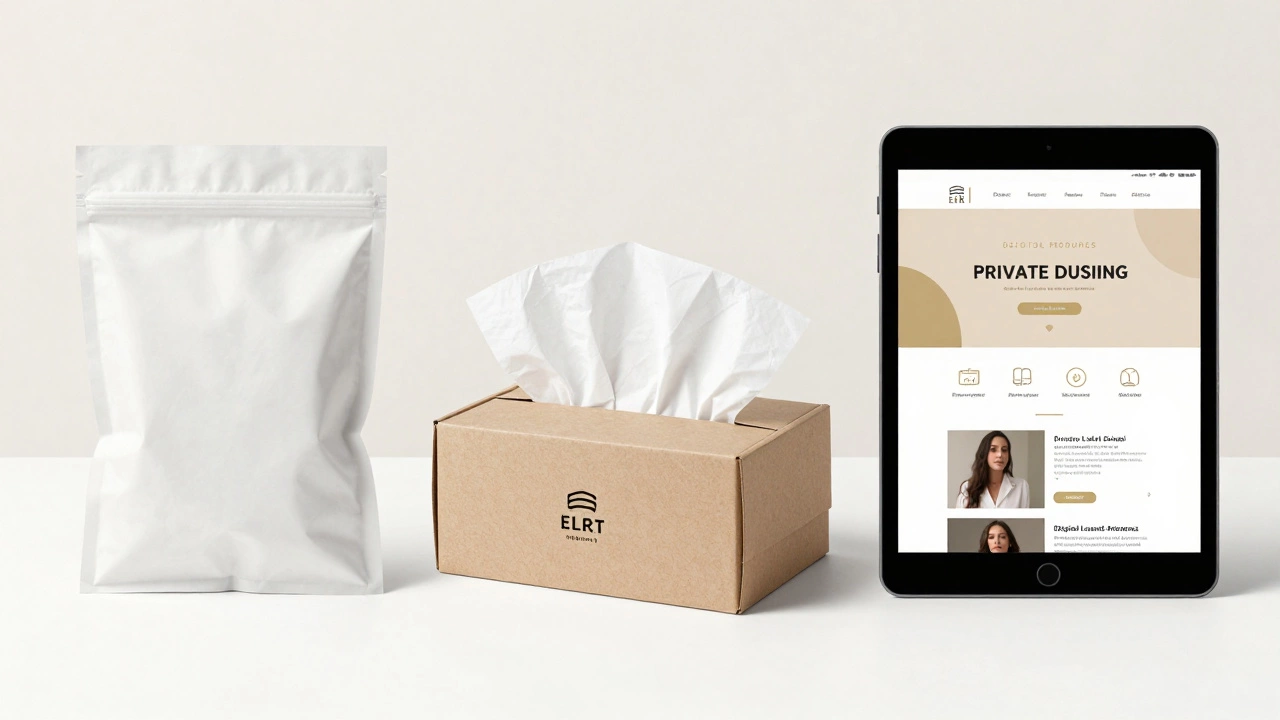 Comparison of dropshipping, private label, and digital product packaging styles.
