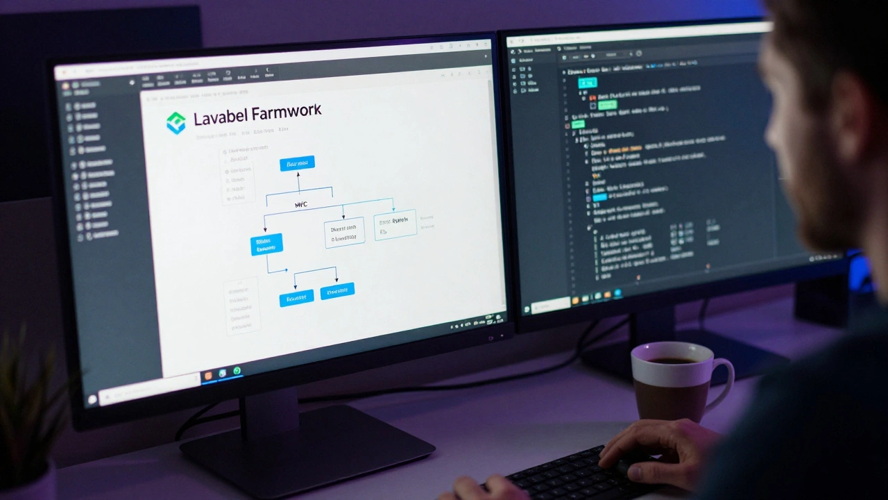 Developer working late on Laravel and Symfony frameworks