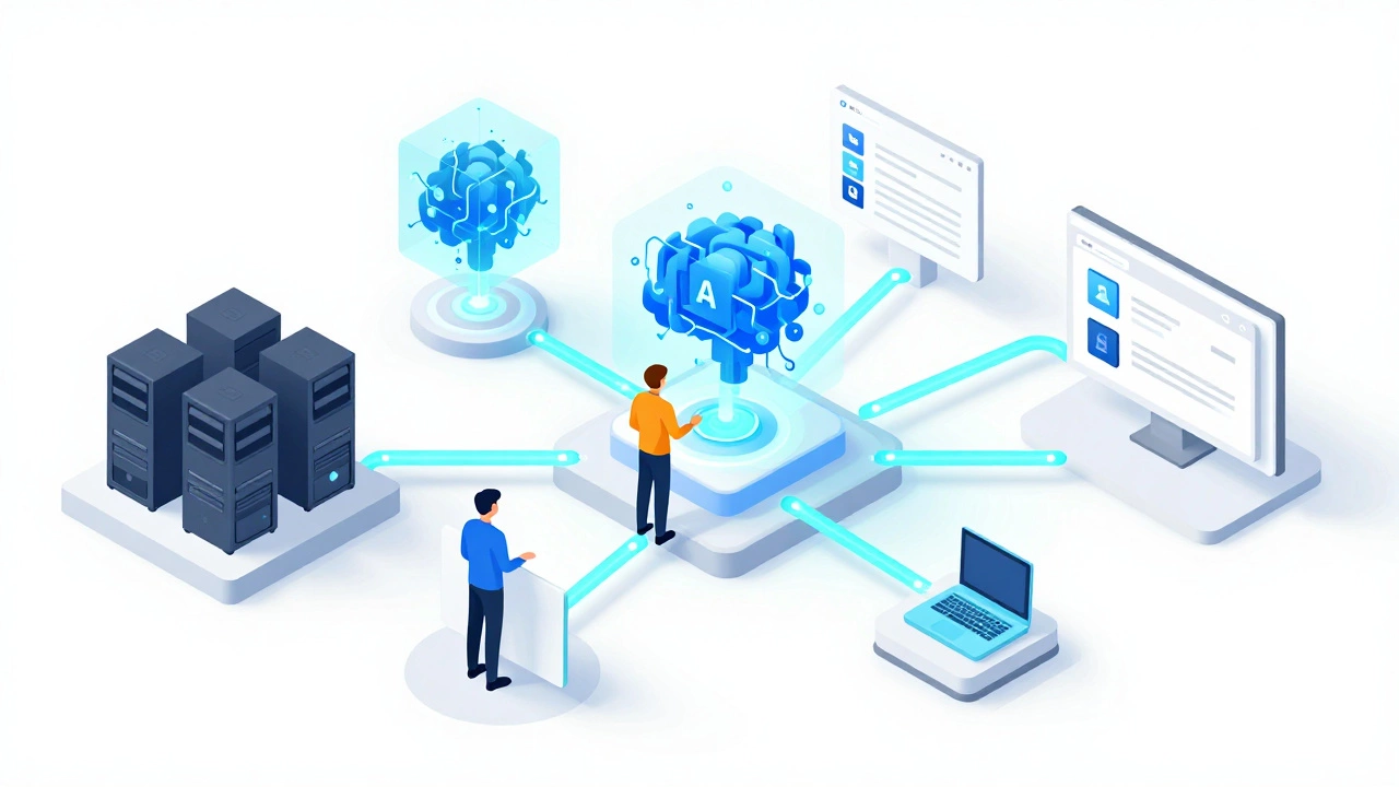 Hybrid workflow connecting web apps with machine learning models