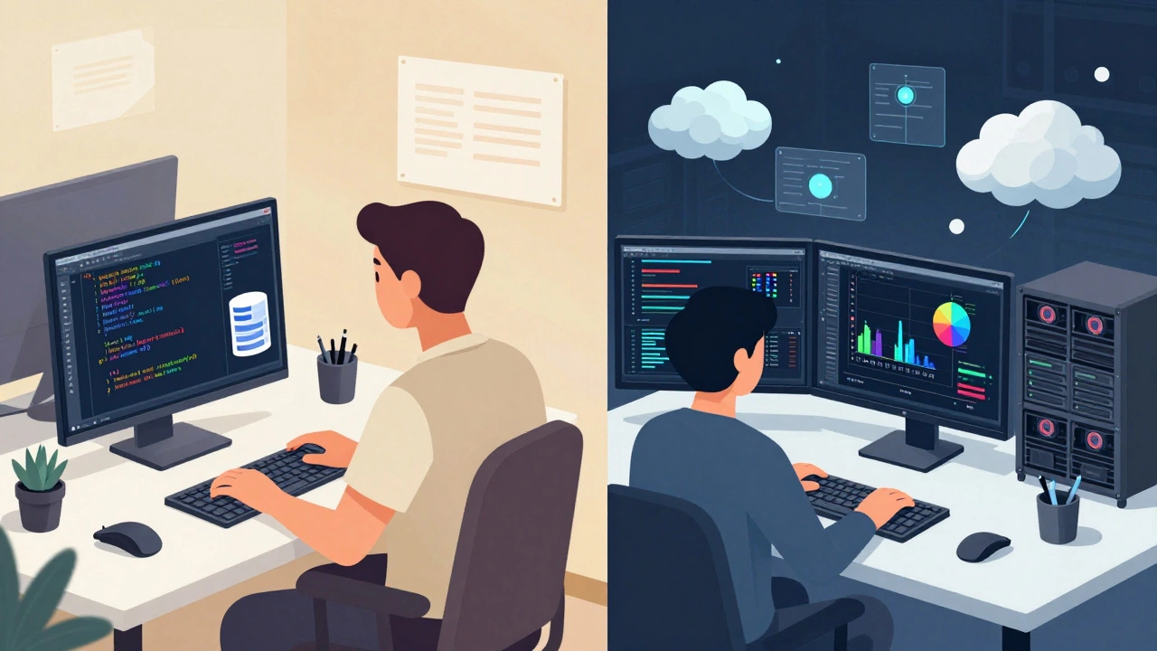 Side-by-side comparison of full stack coding and AI model analysis work