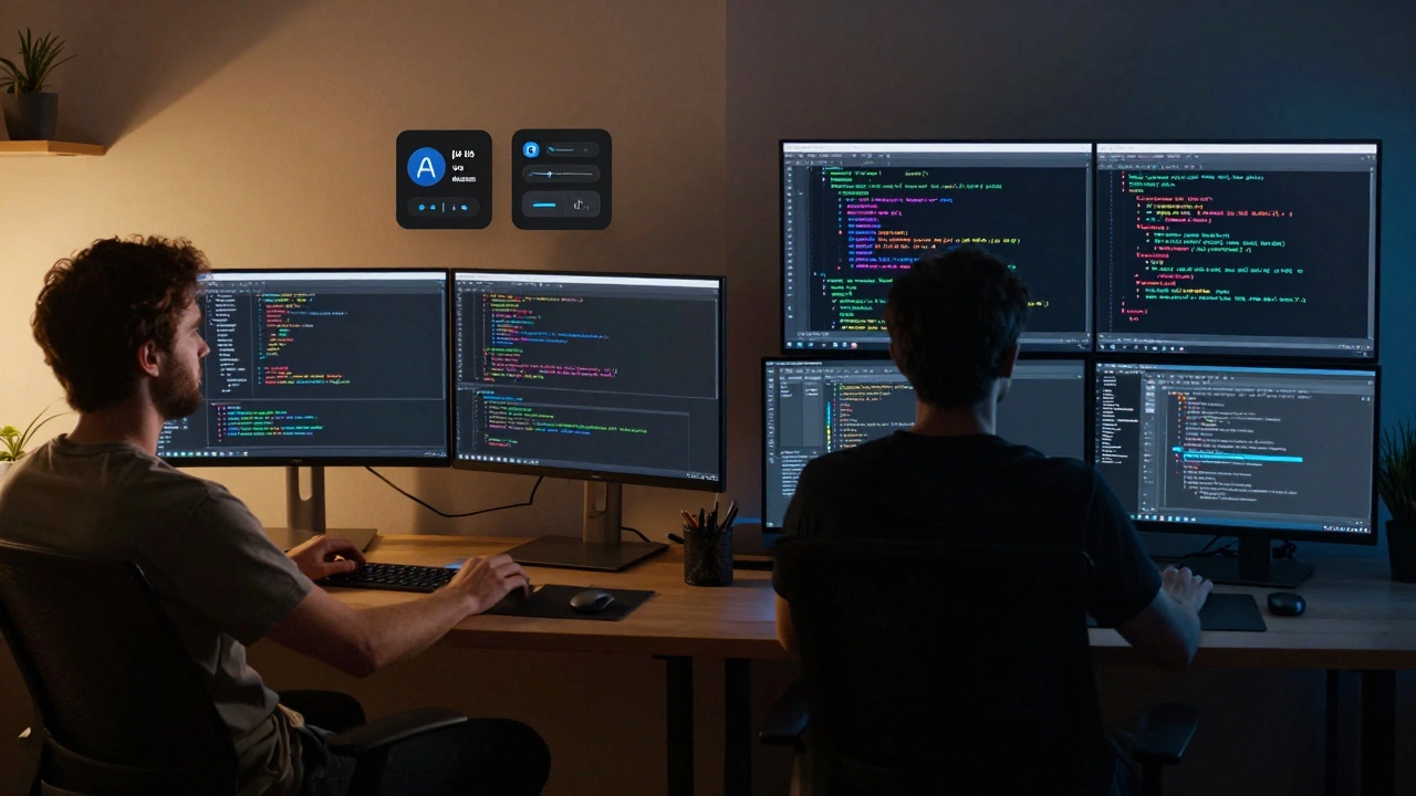 Split view comparing agile VS Code workflow with heavy IDE environment