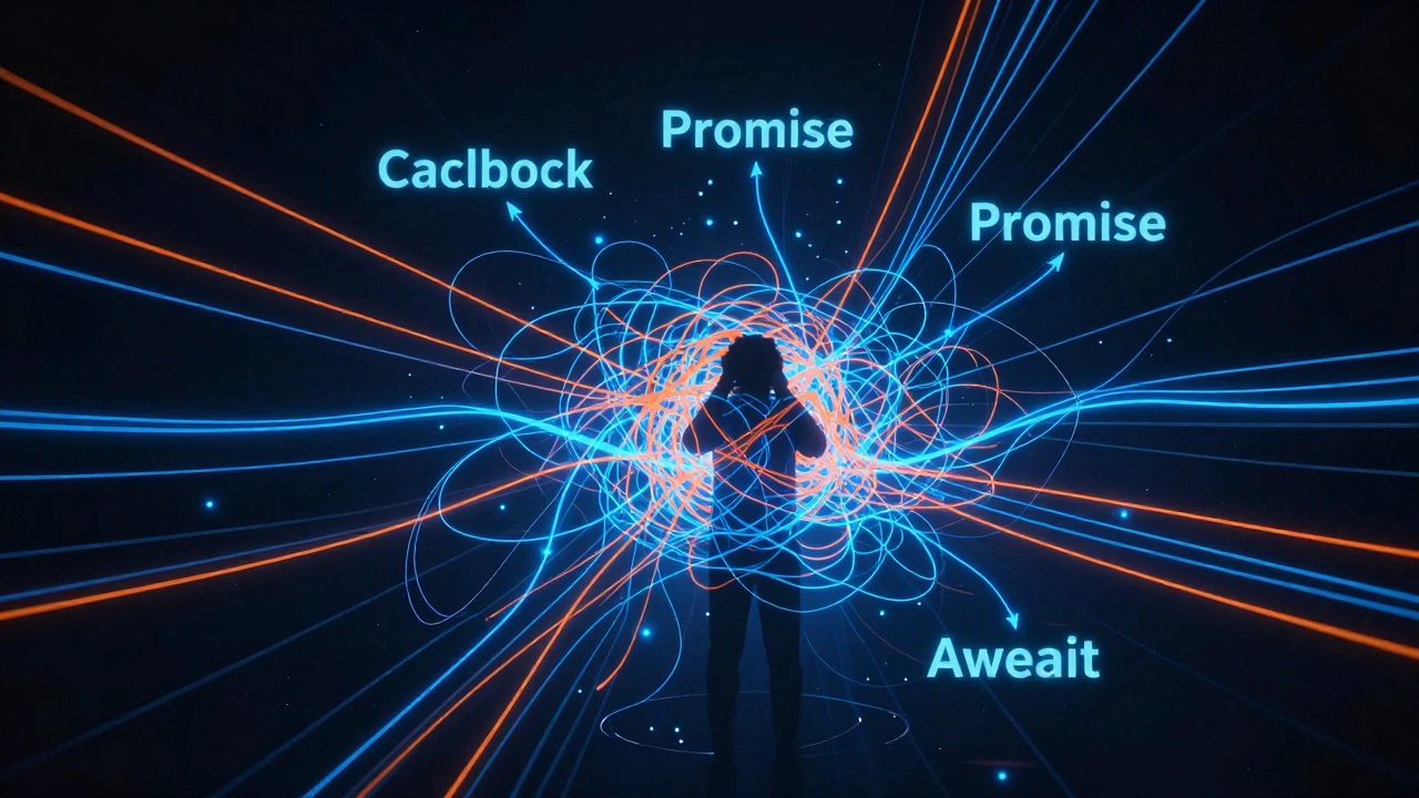Abstract visualization of complex async JavaScript concepts