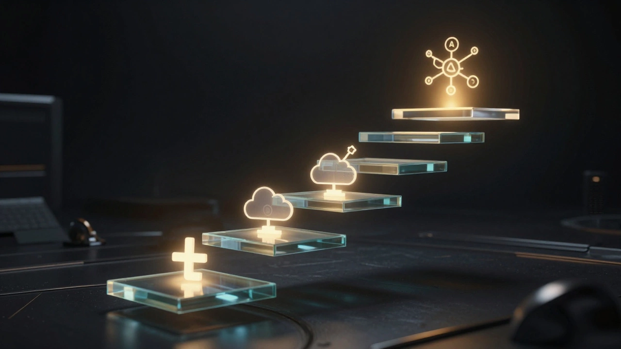 Ascending glass steps symbolizing career growth and higher salaries