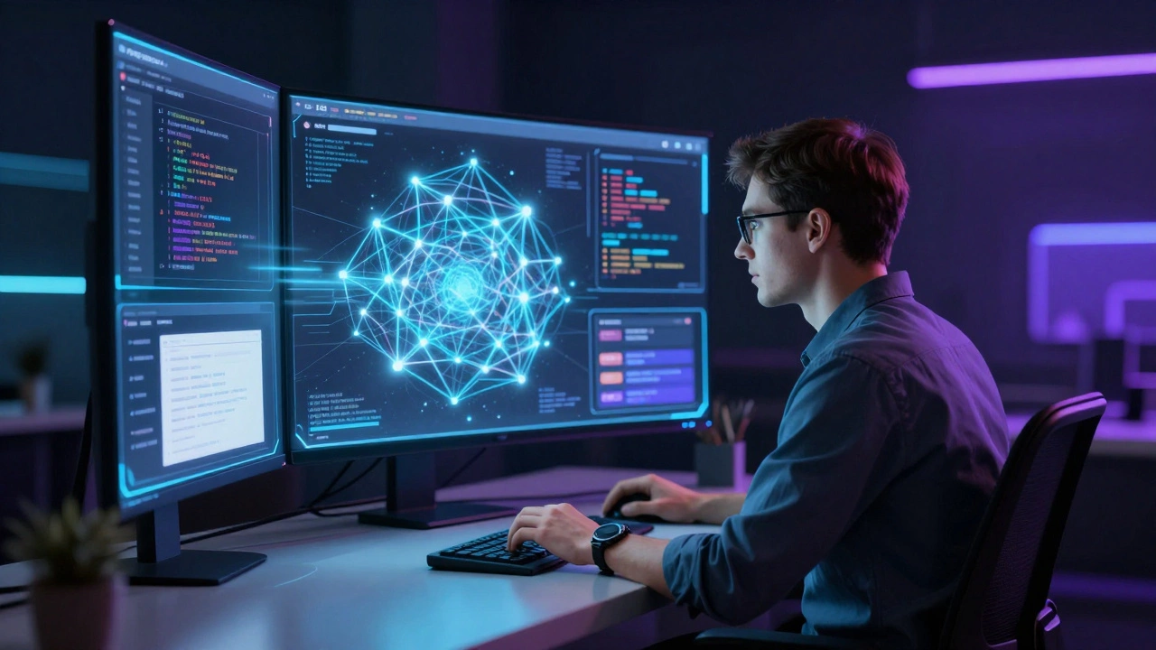 Developer using AI tools for complex web architecture