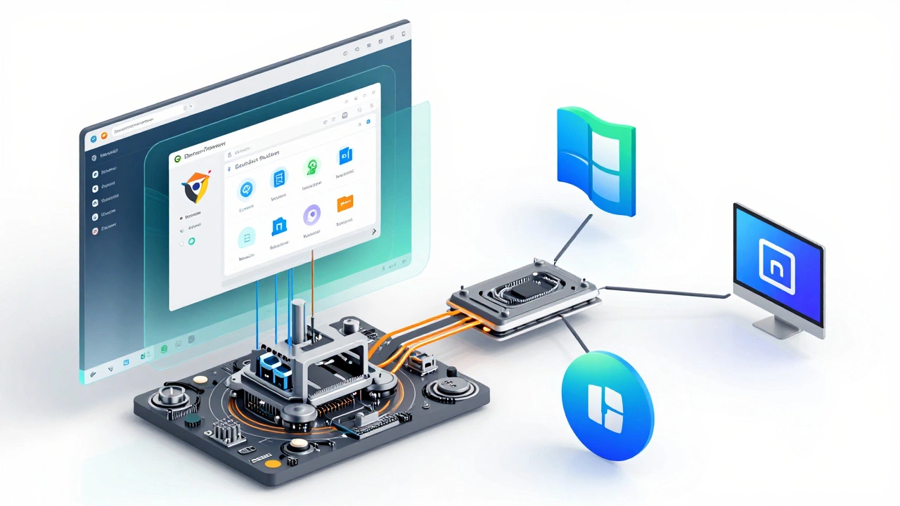 Diagram of Electron framework bridging web tech to OS
