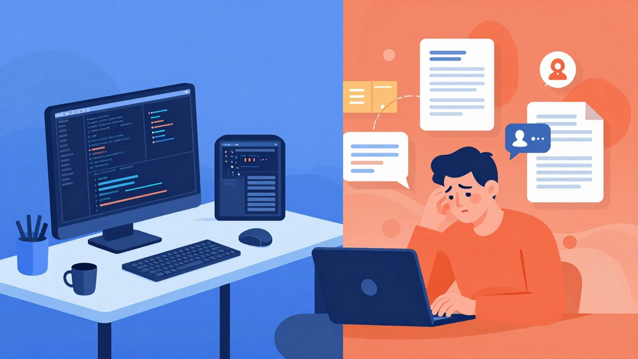 Illustration of balancing coding skills with business tasks