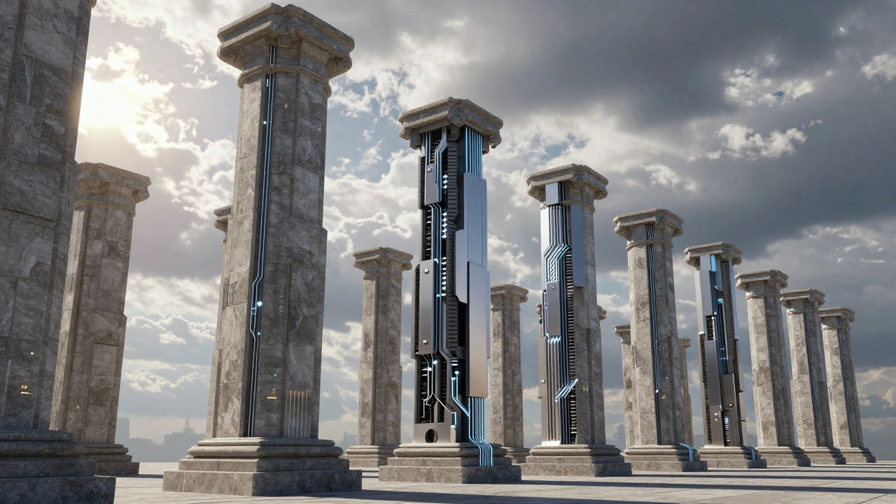 Legacy stone pillars reinforced with modern tech