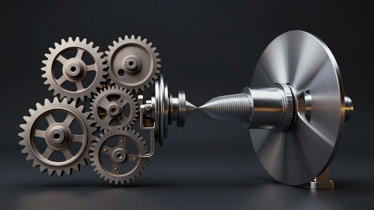 Mechanical metaphor showing Python threading vs JS event loop