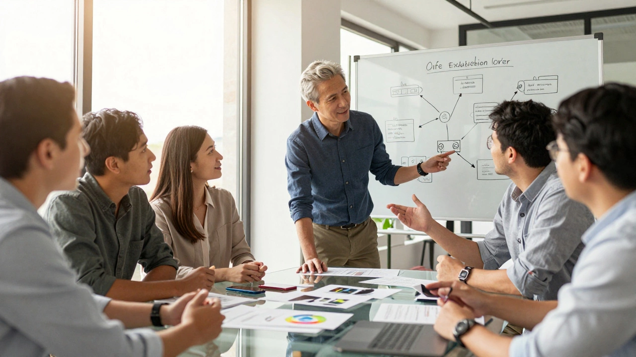 Team of developers collaborating on strategy and product design