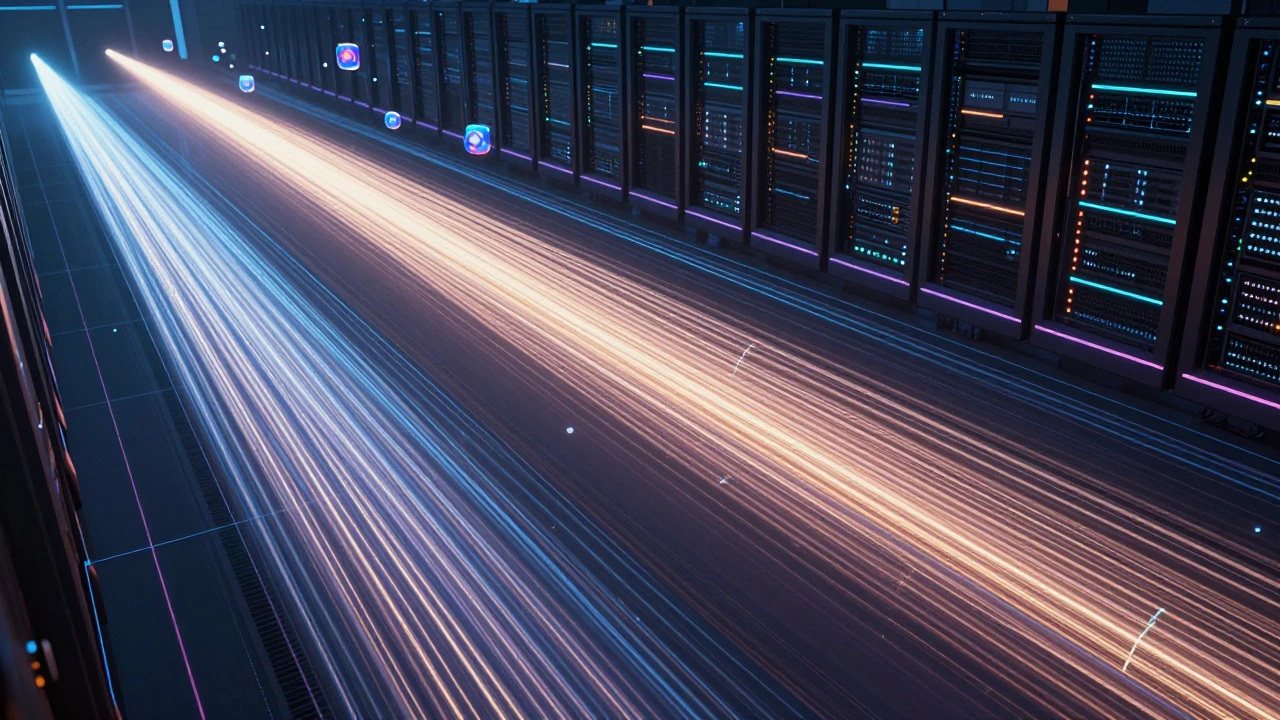 Abstract light streams representing performance scaling