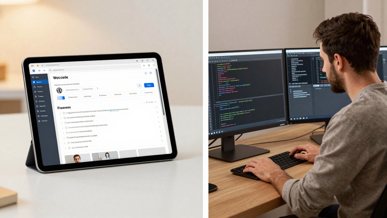 Comparison of no-code drag-and-drop vs developer coding