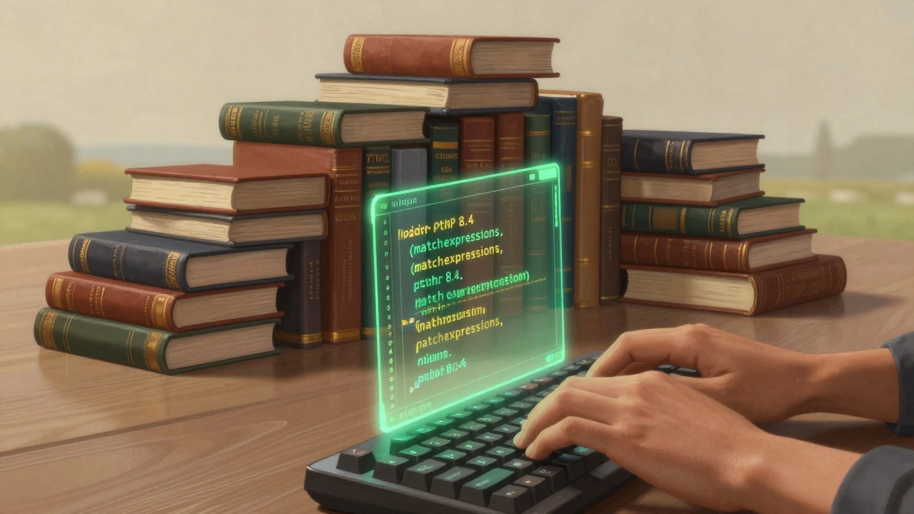 Developer coding modern PHP 8.4 syntax with a stable plugin ecosystem in the background.