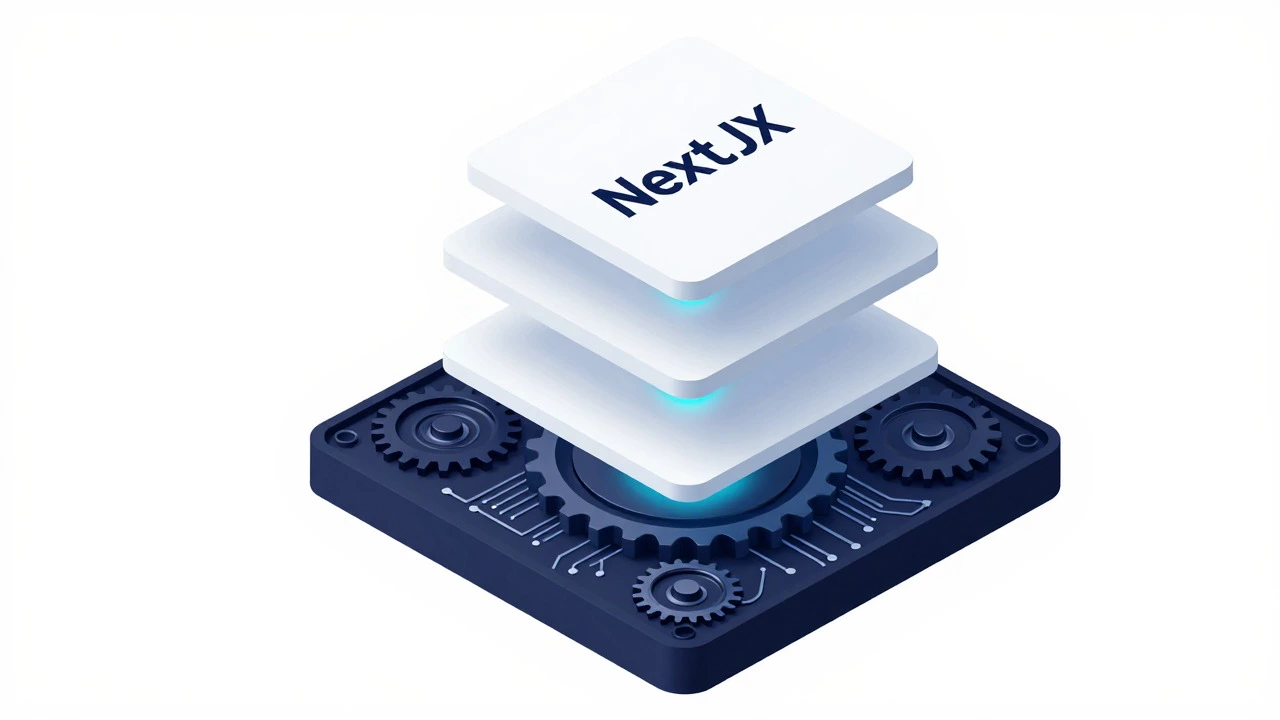 Layered tech stack showing Node.js foundation supporting Next.js framework
