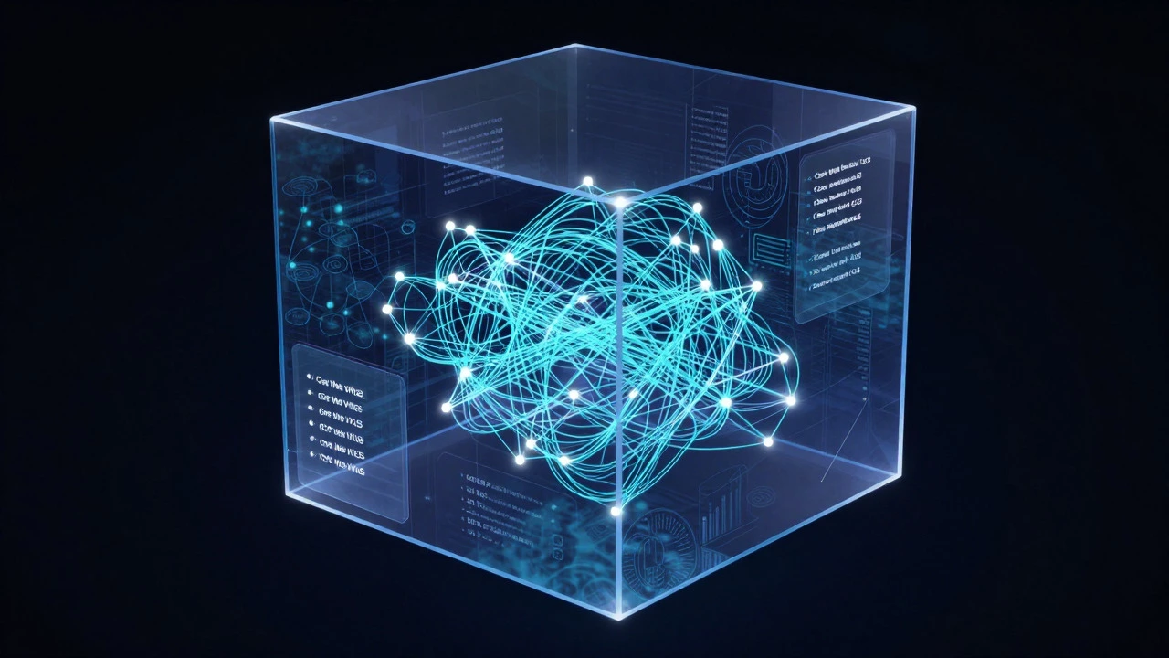 Abstract digital illustration of a glowing network structure representing web performance
