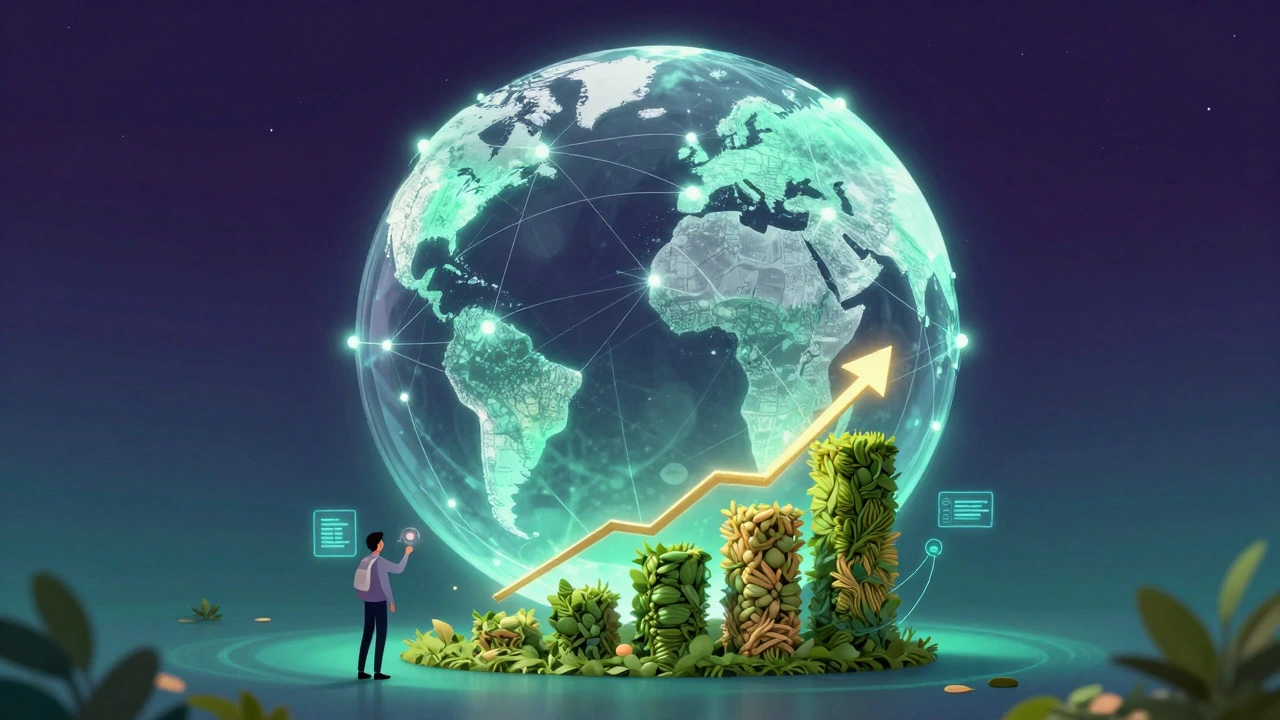 Conceptual globe with eco-friendly elements representing future e-commerce