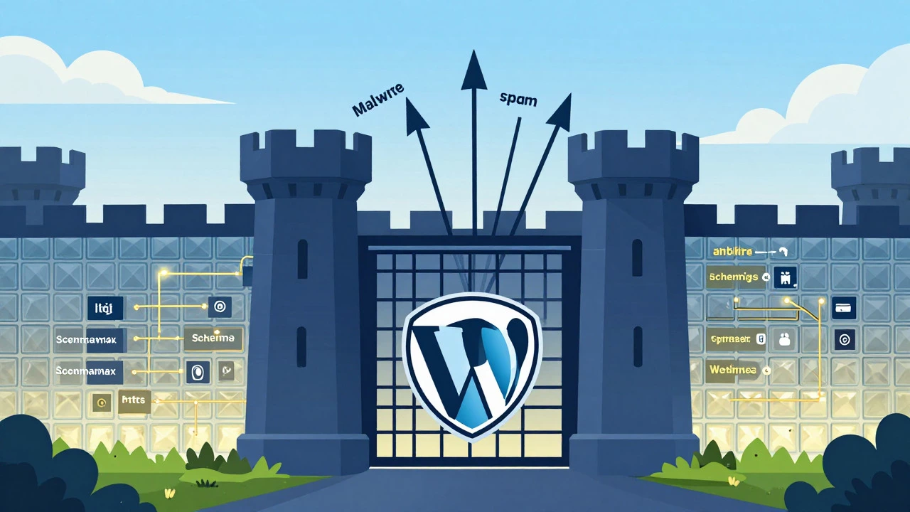 Digital castle with glass walls showing organized content and security shields