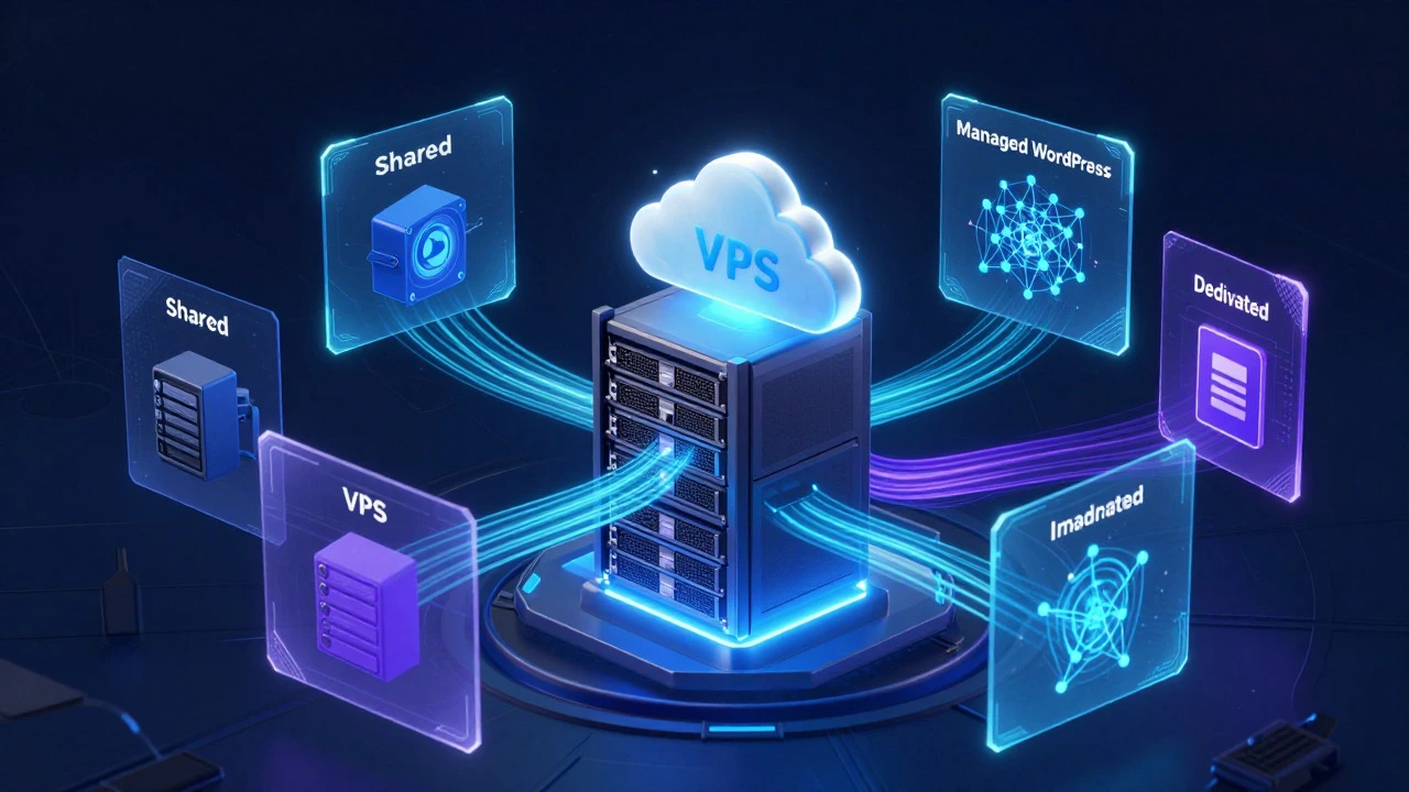 Holographic visualization of different web hosting tiers and servers
