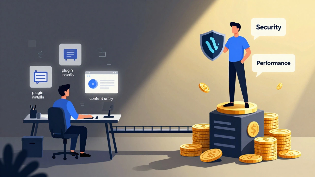 Illustration contrasting low-rate freelancing with high-value expert specialization