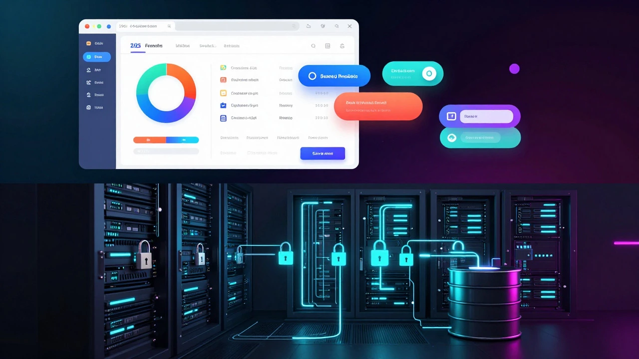 Split view showing dynamic frontend UI elements above secure backend server data