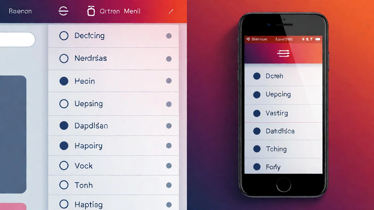 Comparison of desktop mega-menu and mobile hamburger menu