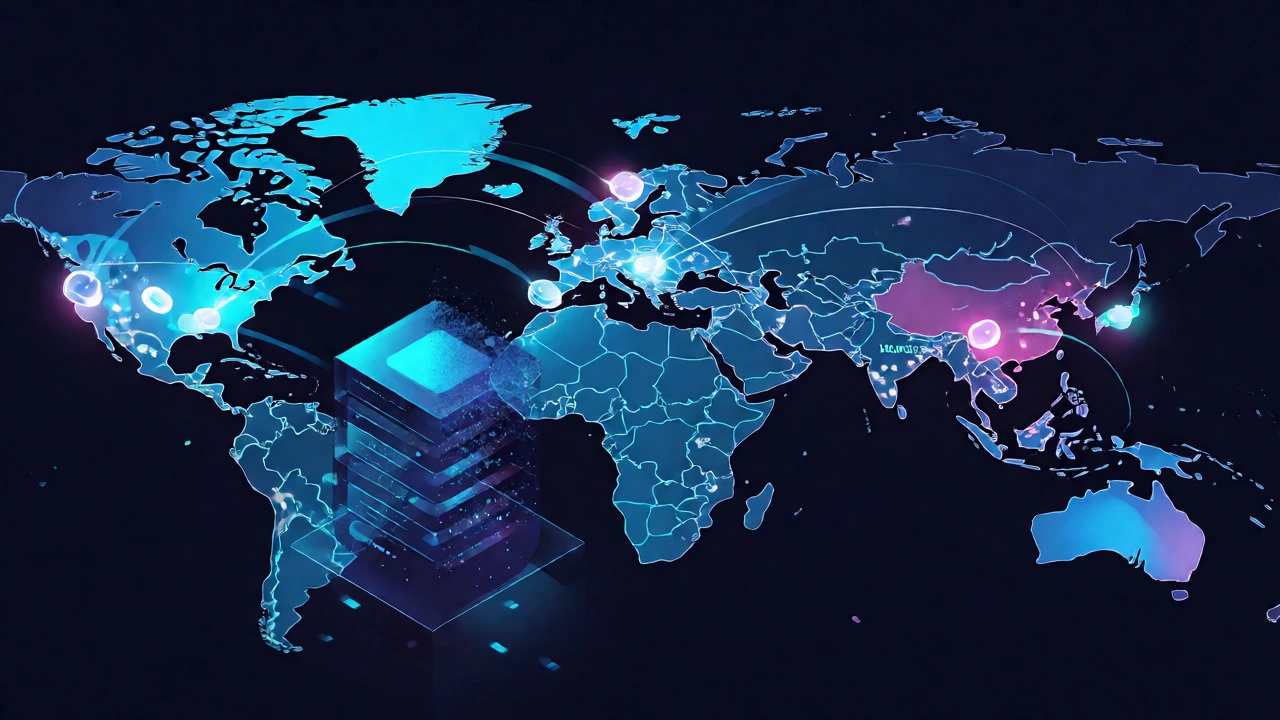 Glowing global network illustrating edge computing and low latency