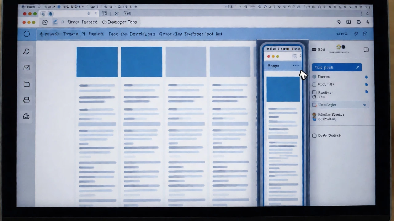 Laptop resizing browser window to test responsive design breakpoints