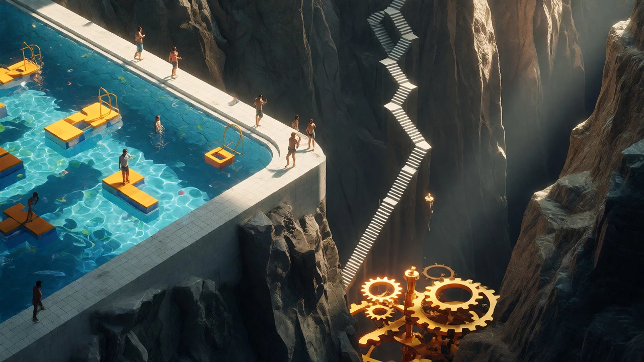 Shallow pool versus deep canyon representing learning curves