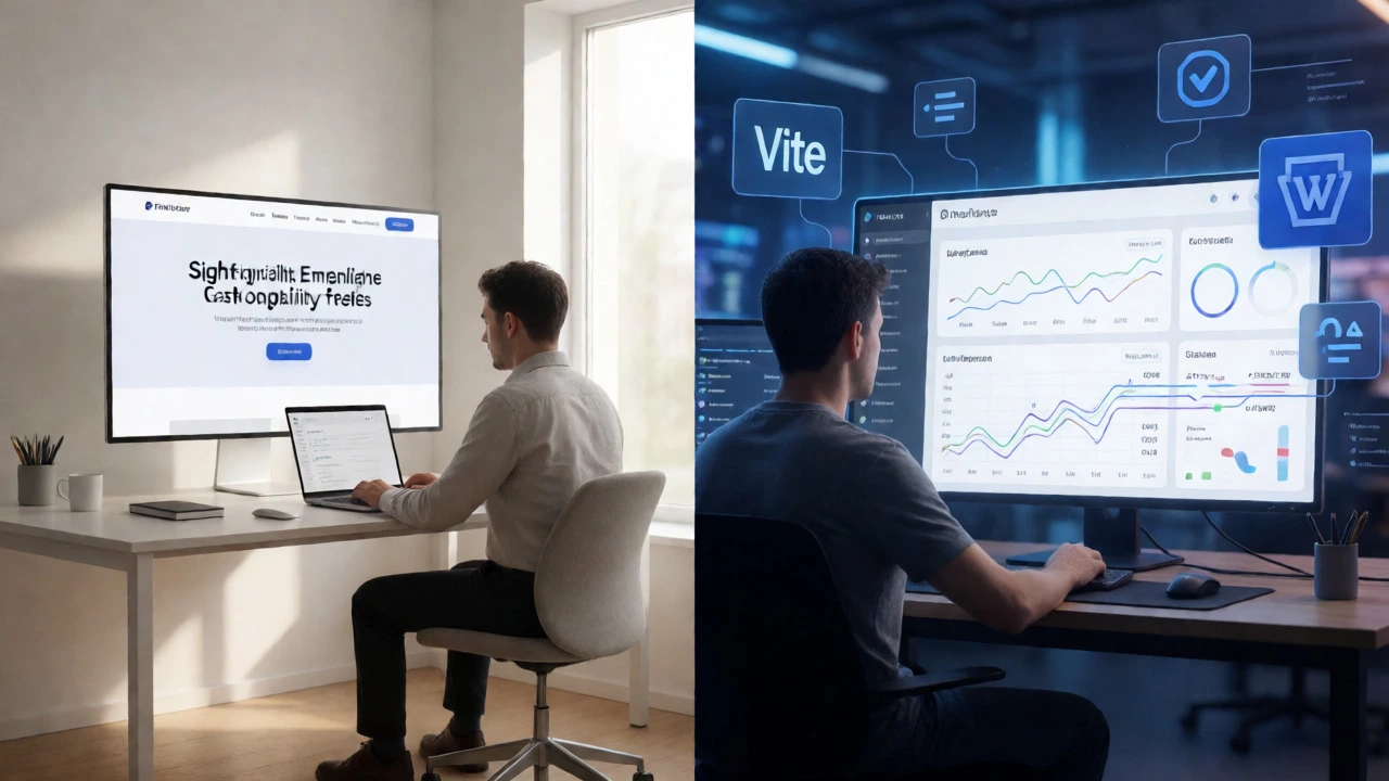 Split view comparing freelance simplicity vs startup complexity