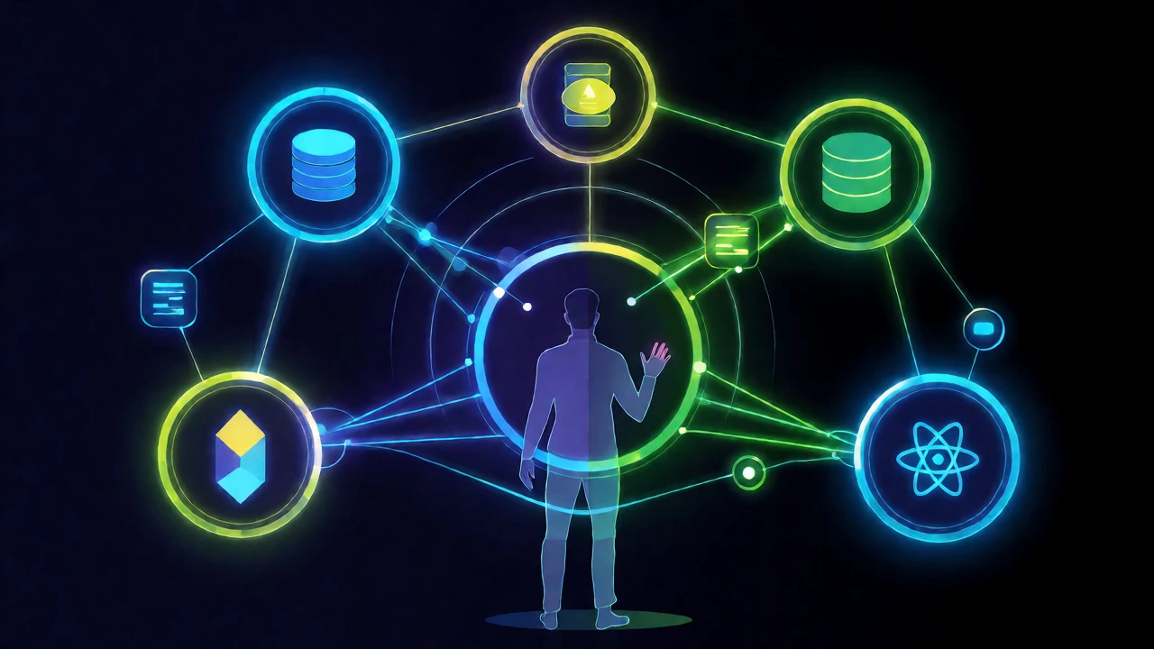 Conceptual visualization of the interconnected MERN stack architecture