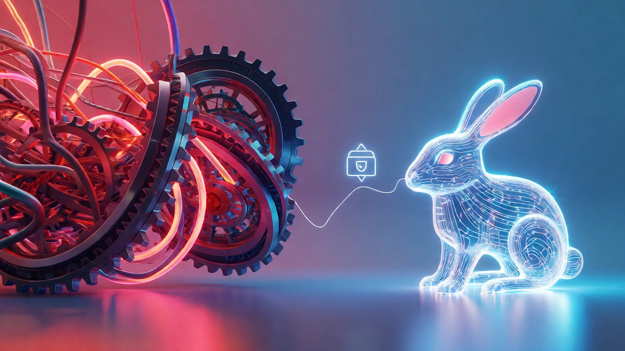 Digital art comparing complex SEO tools to simple automation