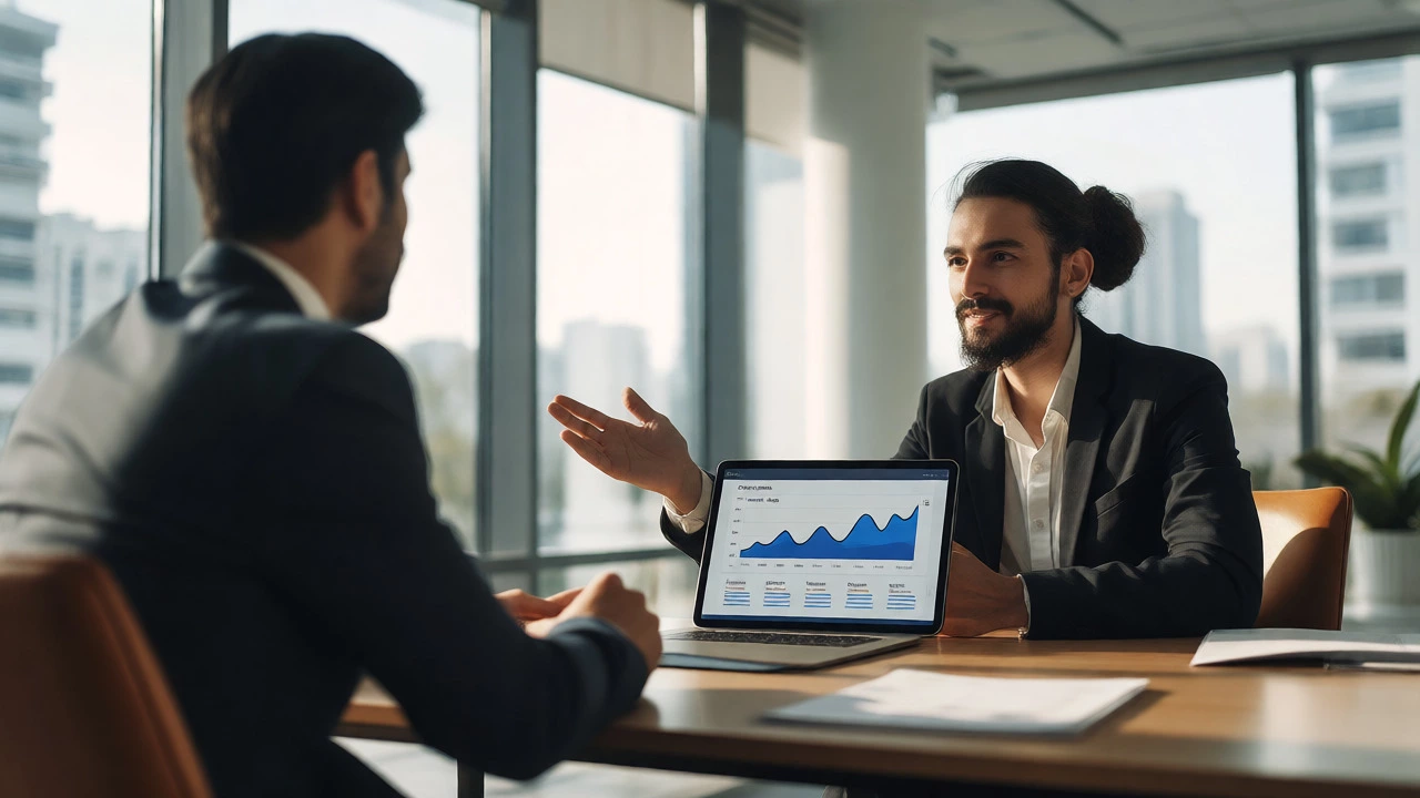 Professional negotiating salary by presenting business metrics and conversion data to a hiring manager.