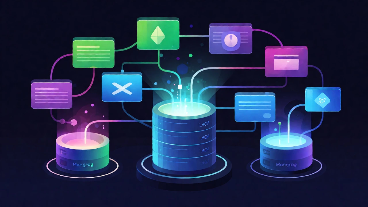 Visual representation of the MERN stack architecture connecting databases, servers, and frontend components.